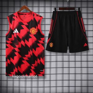 Ensemble Maillot Manchester United 2025 2026 rouge noir sans manches
